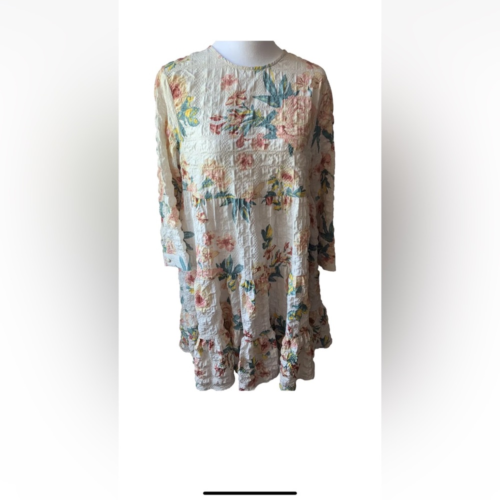 ZARA Sz Small Baby Doll Floral Print Dress Long Sleeves The Sharon dress - Picture 2 of 5